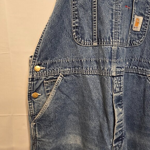 Vintage Carhartt Overalls Mens Blue Denim Farmer Construction - Picture 2 of 16
